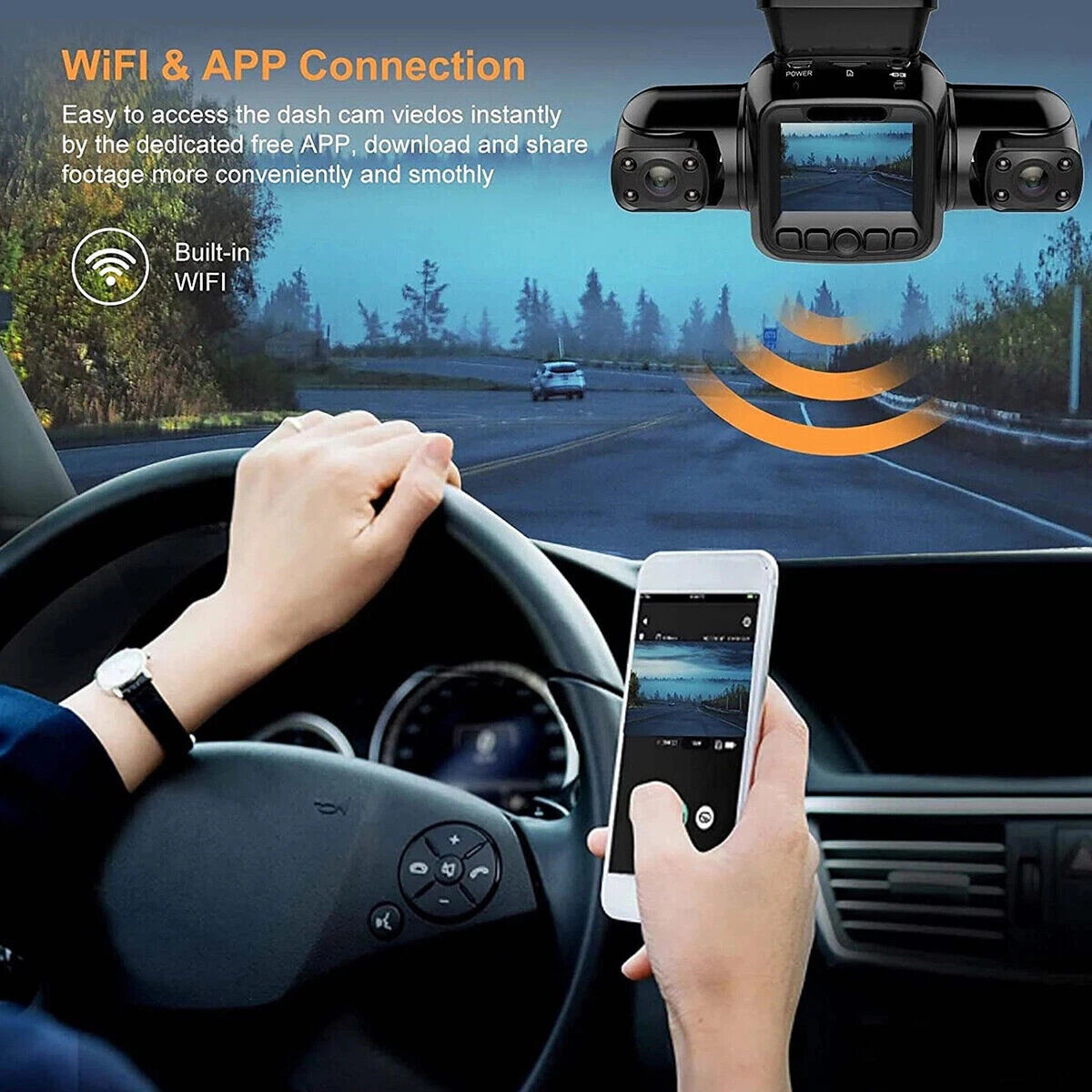 360° Panoramic Car Dash Cam 1080P 4 Channel Driving Recorder Front+Rear Cameras