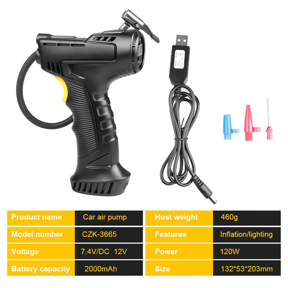 KBD Car Tire Pump & Tire Pressure Monitor Smart Digital Displays Rechargeable Tire Inflator Equipment Auto Air Pump 120W