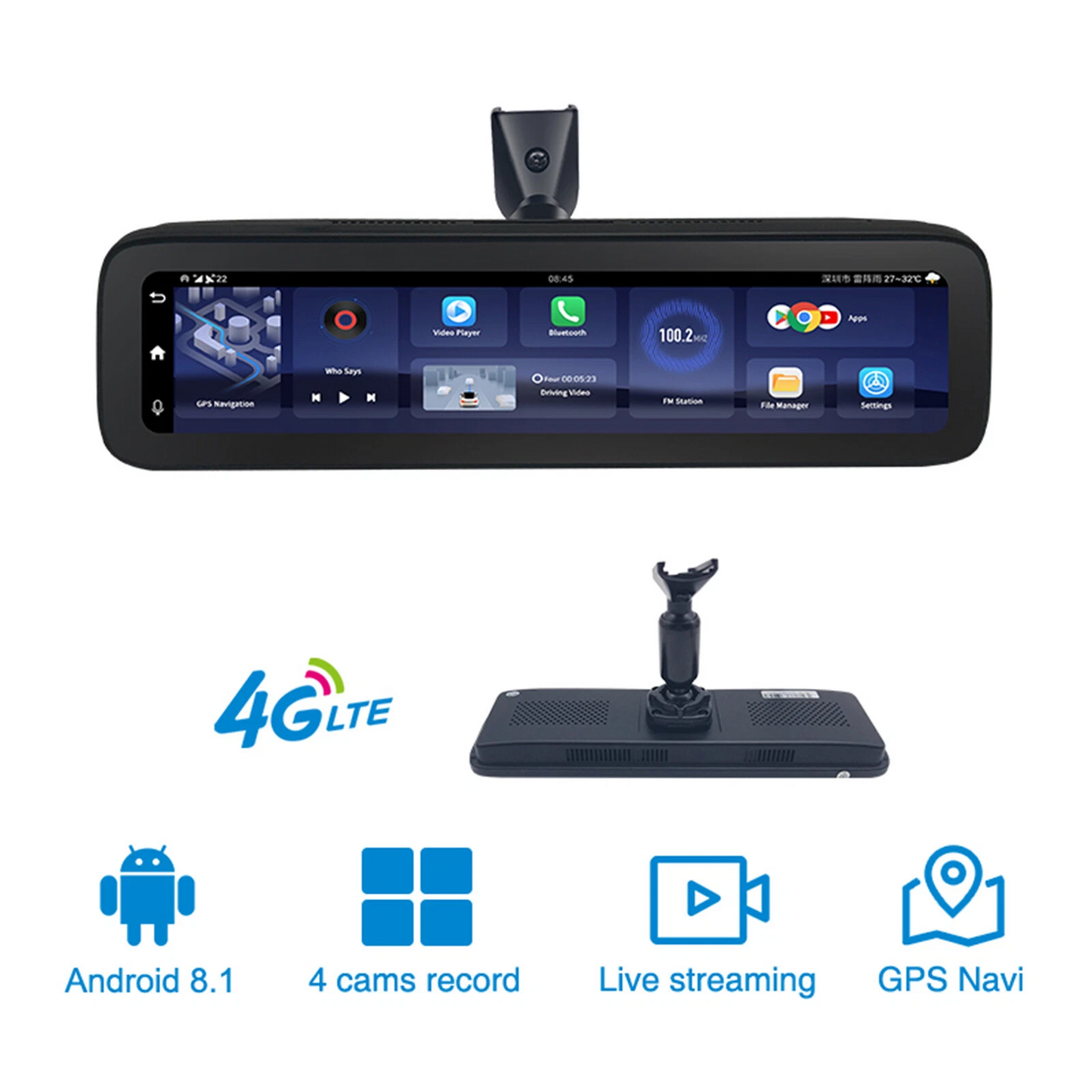 4G smart Car Driving Recorder 4 cameras 360-degree Panoramic Dash Camera W/ GPS