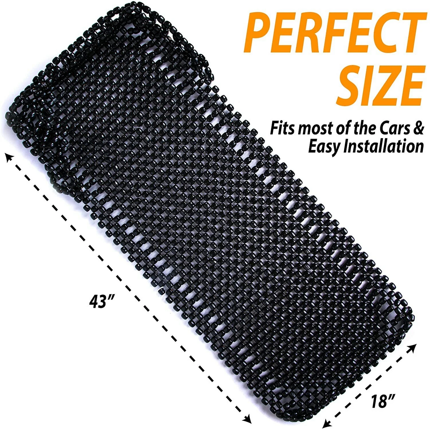 Black Car Wooden Beaded Seat Cover Massage Cushion Double Strung