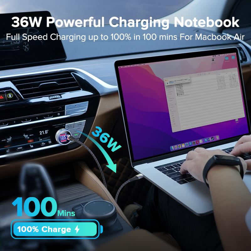 80W Car Charger PD USB Type C Dual Port USB Phone Charger