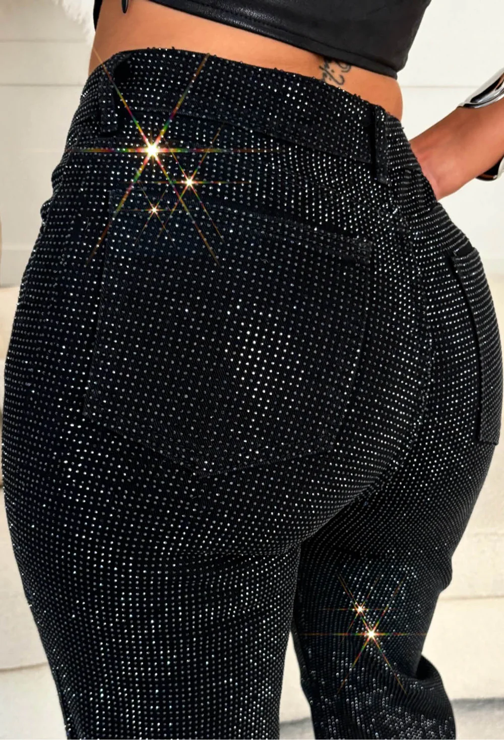 Ultimate Sparkle Pink Straight Leg Stretch Diamante Jeans And Top