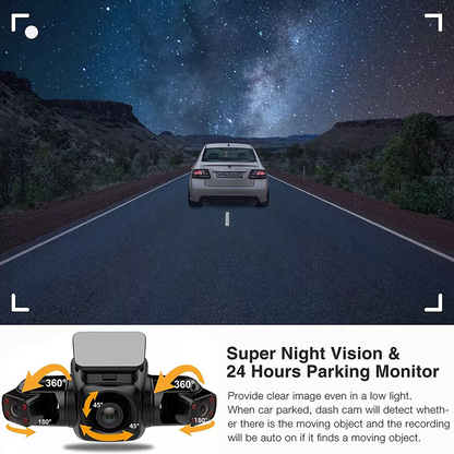 360° Panoramic Car Dash Cam 1080P 4 Channel Driving Recorder Front+Rear Cameras
