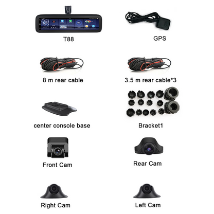 4G smart Car Driving Recorder 4 cameras 360-degree Panoramic Dash Camera W/ GPS