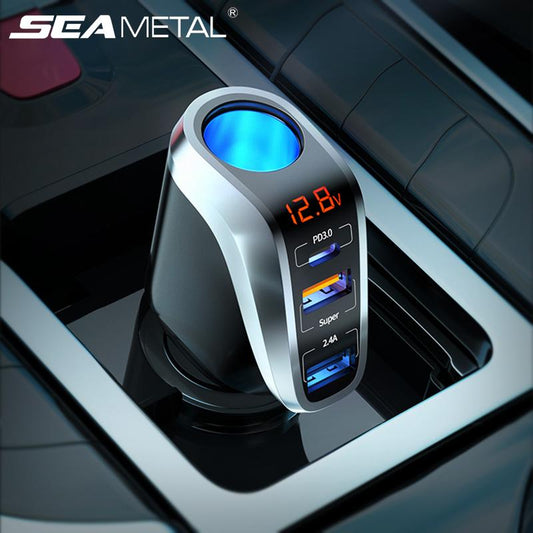 Car Charger Three USB Ports Quick Charge QC3.0 Ports Adapter PC 20W 66W Car Phone Charging