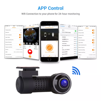 360° Panoramic fisheye len Wifi Car DVR Full View front 4K dash cam Car Camera