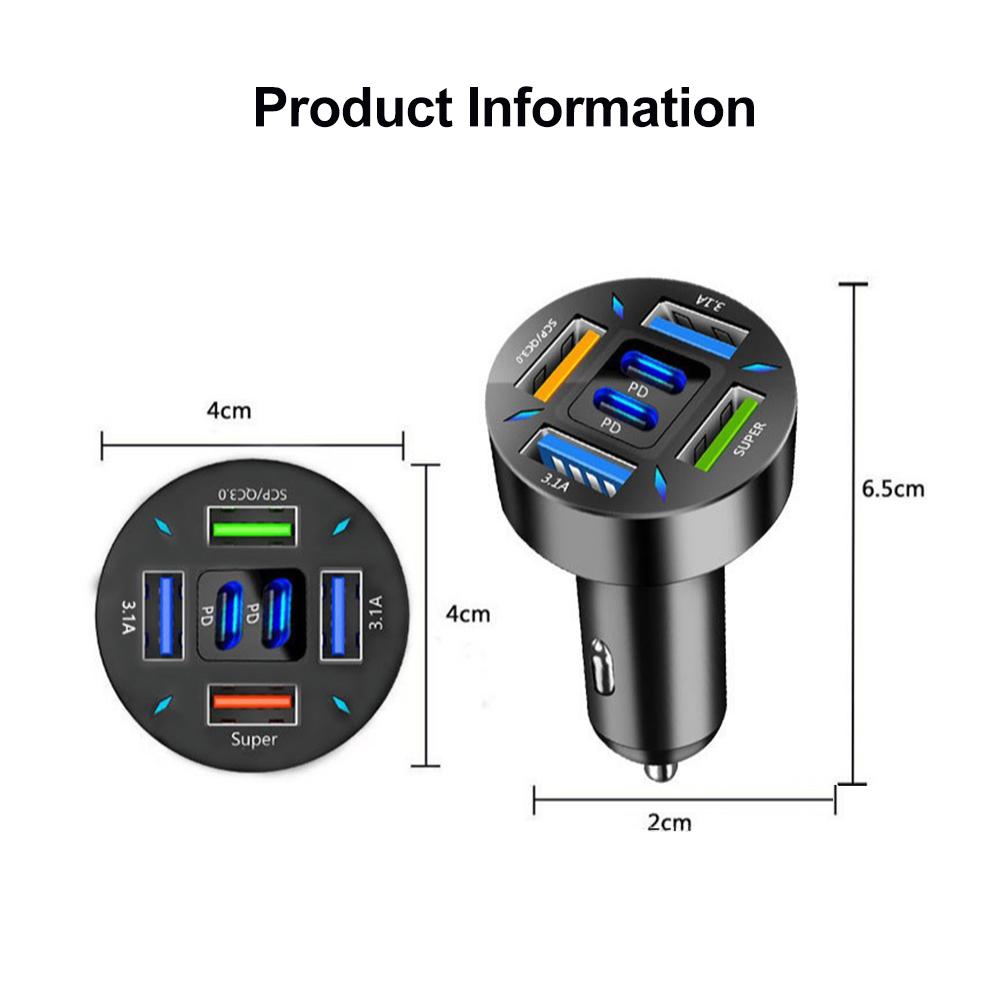 66W USB Car Charger Quick Charge PD QC3.0 With Voltmeter Cigarette Lighter Socket Power Adapter