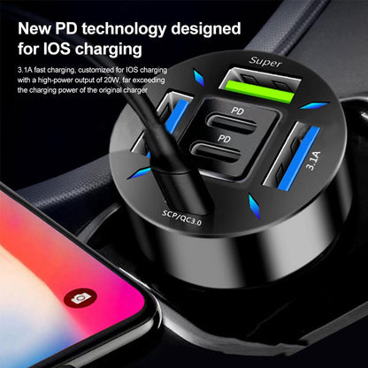 66W USB Car Charger Quick Charge PD QC3.0 With Voltmeter Cigarette Lighter Socket Power Adapter