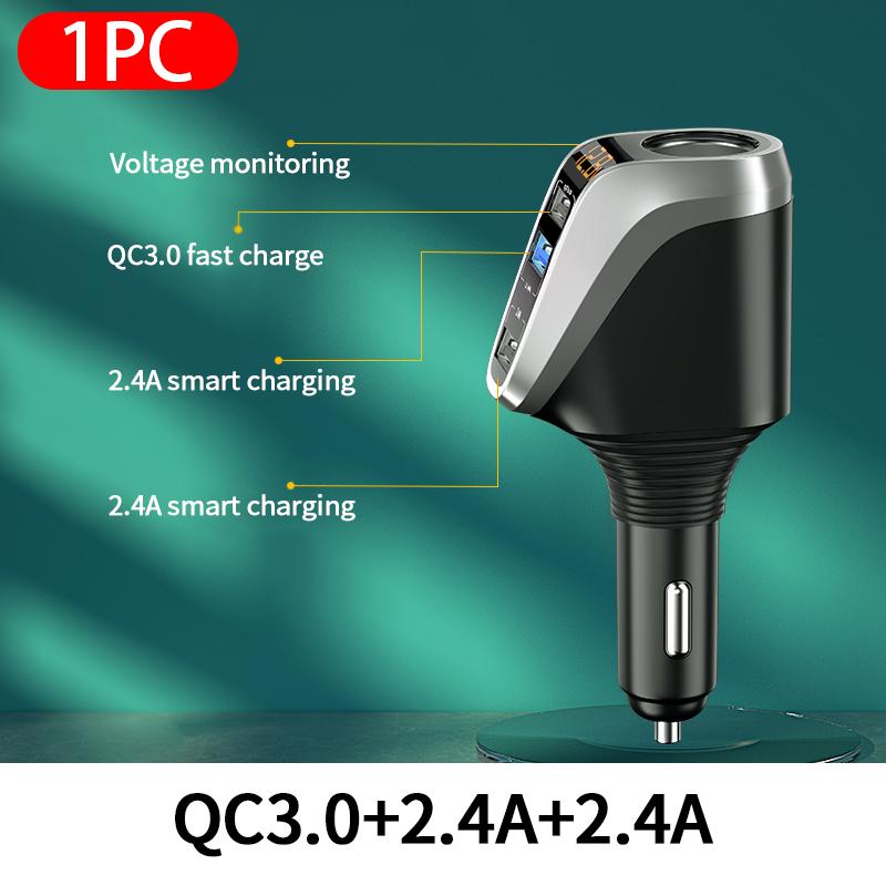 Car Charger Three USB Ports Quick Charge QC3.0 Ports Adapter PC 20W 66W Car Phone Charging
