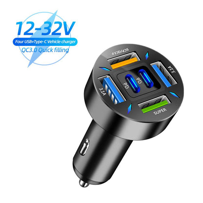 66W USB Car Charger Quick Charge PD QC3.0 With Voltmeter Cigarette Lighter Socket Power Adapter